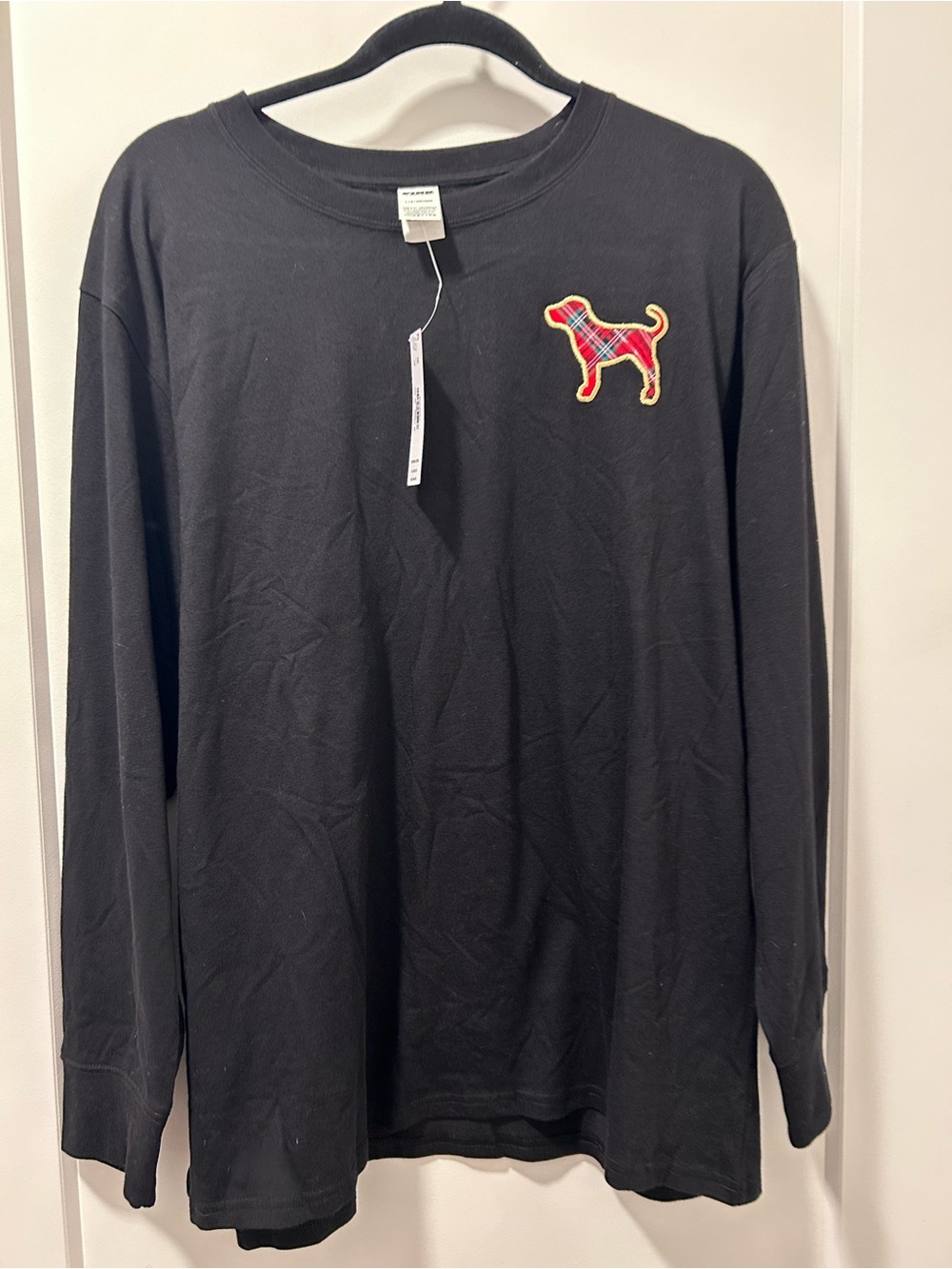 PINK Victoria's Secret Black Tee with Colorful Patch